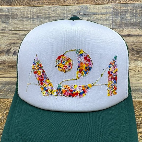 A24 Midsommar Mens Trucker Hat Green Snapback Cult Horror Retro Baseball Cap - Picture 3 of 8